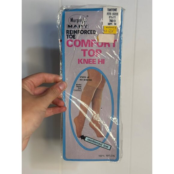 Retro Murphy's Mart Nylon Knee Hi's Stockings Tantone, Package NIP, Fits 8½-11 - Picture 1 of 3